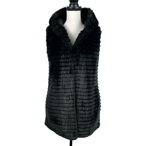 Sleeveless Vest Faux Fur Black Vest Womens Nanette Lepore Women's